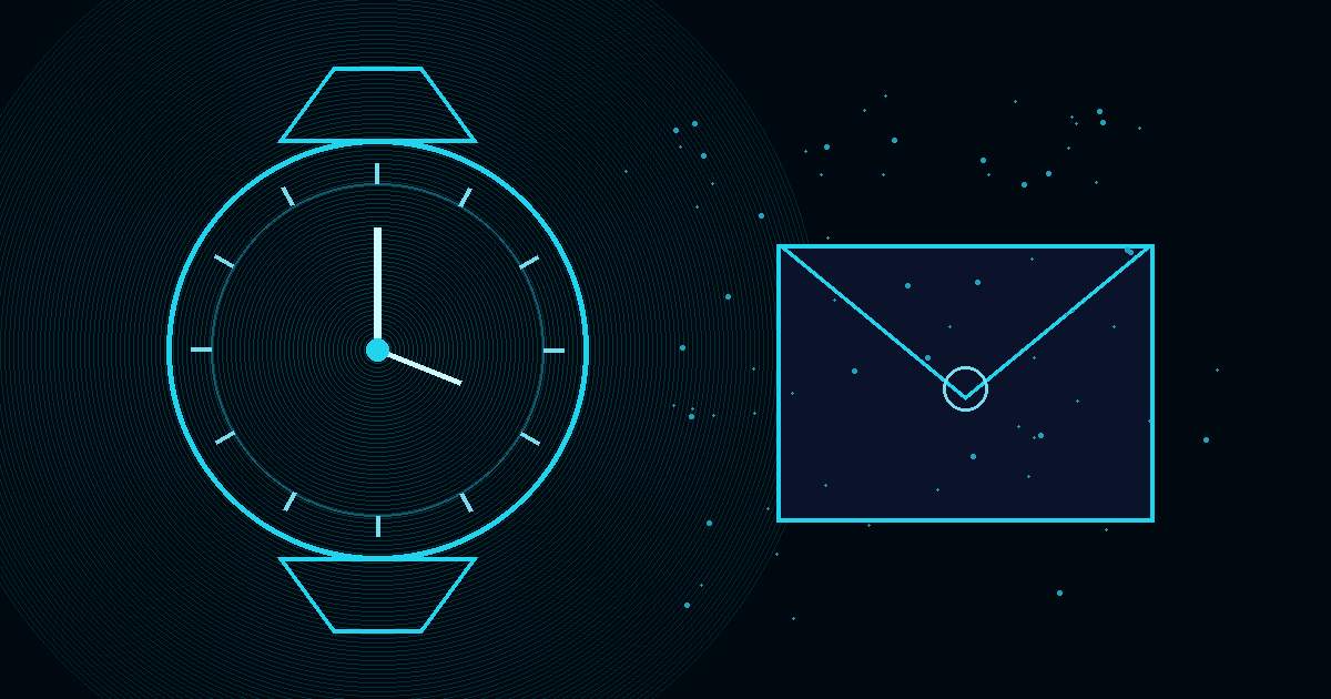 A mechanical watch on a dark obsidian counter beside a small paper envelope, cyan rim lighting, no readable markings